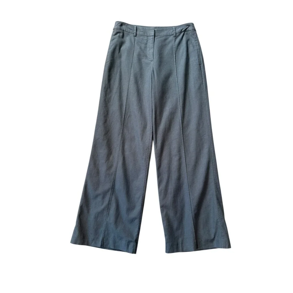 Open Edit Women's Wide Leg Pintuck Seam Trousers Gray‎ Blue Size Small NWOT